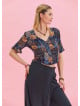 V Neck Lace Back Detail Buttoned Bohemian Blouse 4636